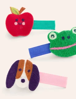Accessories-Boden 3 Pack Hair Clips-Multi Animals MultiAnimals