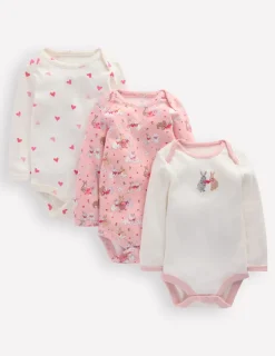 Tops & Bodysuits-Boden 3 Pack Pointelle Bodies-Pink Love Bunnies PinkLoveBunnies
