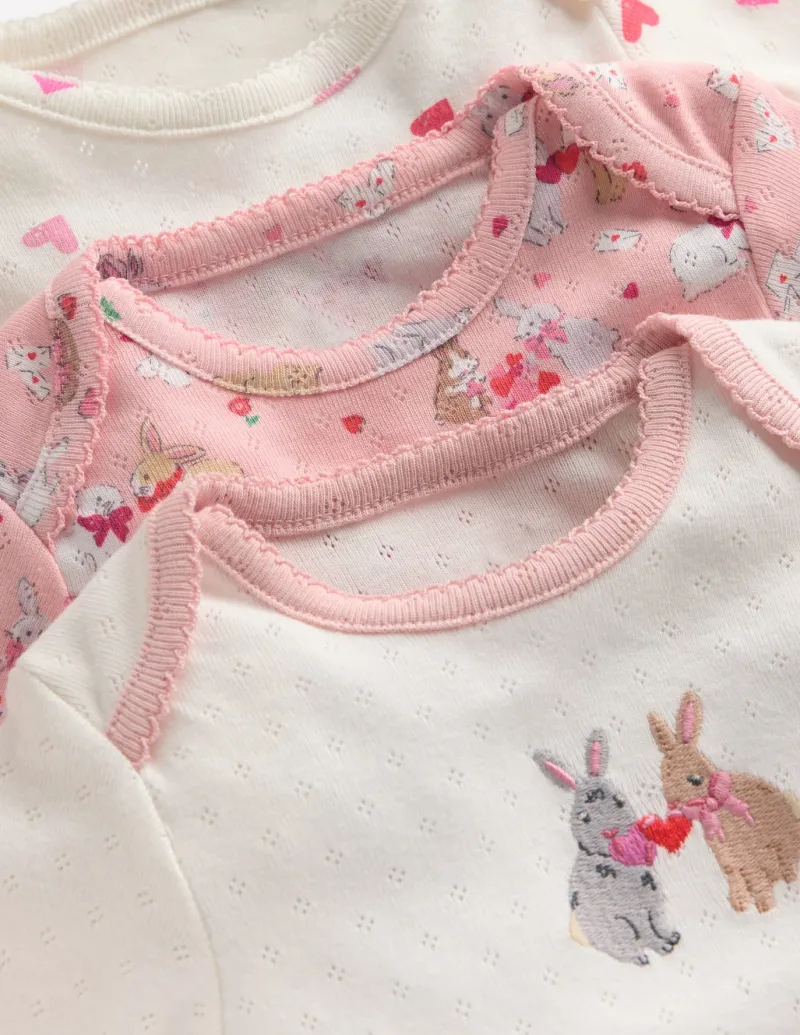 Tops & Bodysuits-Boden 3 Pack Pointelle Bodies-Pink Love Bunnies PinkLoveBunnies