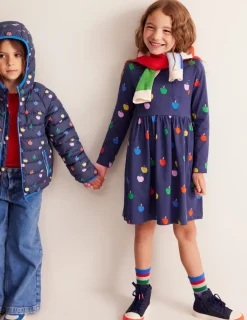 Coats & Jackets-Boden Pack-Away Padded Jacket-College Navy Rainbow Apples CollegeNavyRainbowApples