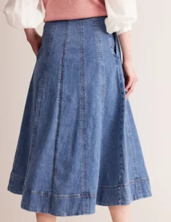 Skirts-Boden Panelled Full Denim Skirt-Mid Vintage MidVintage