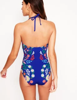 Swimwear-Boden Paros Bandeau Swimsuit-Blue, Structured Meadow Blue,StructuredMeadow