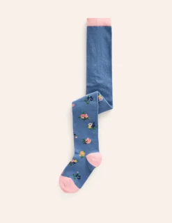 Socks & Tights-Boden Patterned Tights-Arctic Blue Floral ArcticBlueFloral