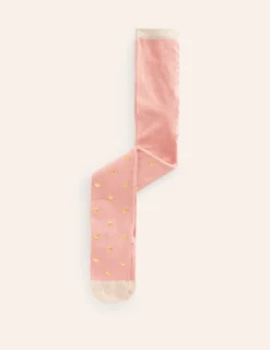 Socks & Tights-Boden Patterned Tights-Gold Hearts GoldHearts