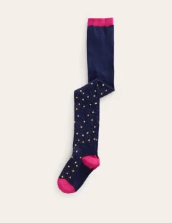 Socks & Tights-Boden Patterned Tights-Navy Foil Stars NavyFoilStars
