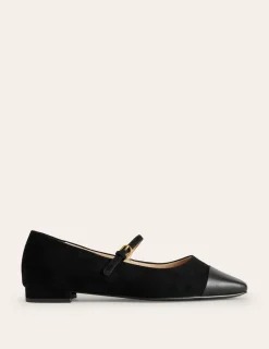 Flats-Boden Penelope Mary Jane Flat-Black Suede BlackSuede