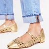 Flats-Boden Penelope Mary Jane Flat-Gold Woven Leather GoldWovenLeather