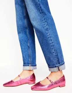 Flats-Boden Penelope Mary Jane Flat-Pink Peacock Metallic Leather PinkPeacockMetallicLeather
