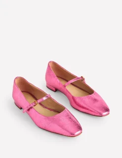 Flats-Boden Penelope Mary Jane Flat-Pink Peacock Metallic Leather PinkPeacockMetallicLeather