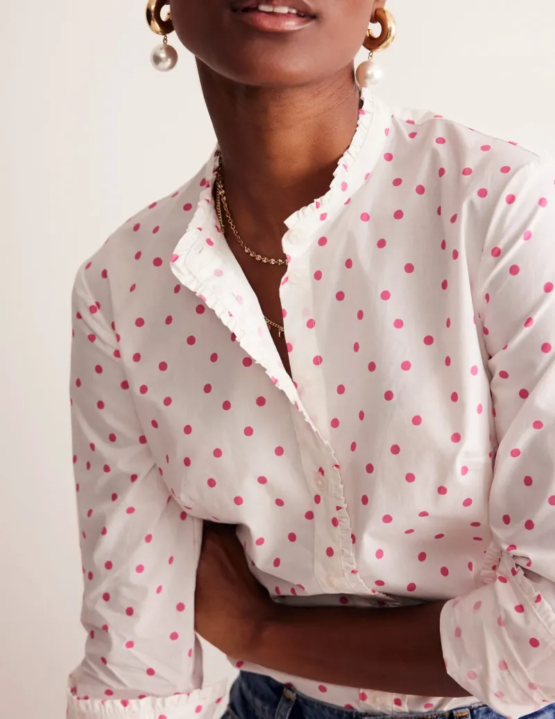 Tops & Blouses | Shirts-Boden Phoebe Shirt-Ivory, Party Pink Spot Ivory,PartyPinkSpot