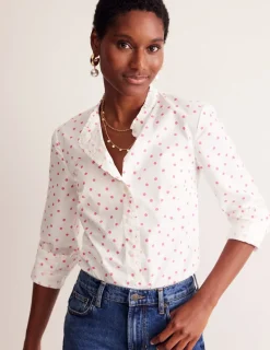Tops & Blouses | Shirts-Boden Phoebe Shirt-Ivory, Party Pink Spot Ivory,PartyPinkSpot