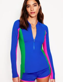 Swimwear-Boden Piped Raglan Rash Guard-Colbolt Blue ColboltBlue