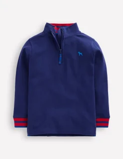 Tops, T-Shirts & Polos-Boden Pique Polo Half Zip-Starboard Blue StarboardBlue