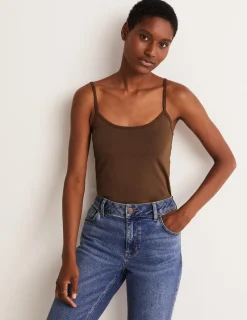 T-Shirts & Tanks | Tops & Blouses-Boden Plain Cami Top-Deep Brown DeepBrown