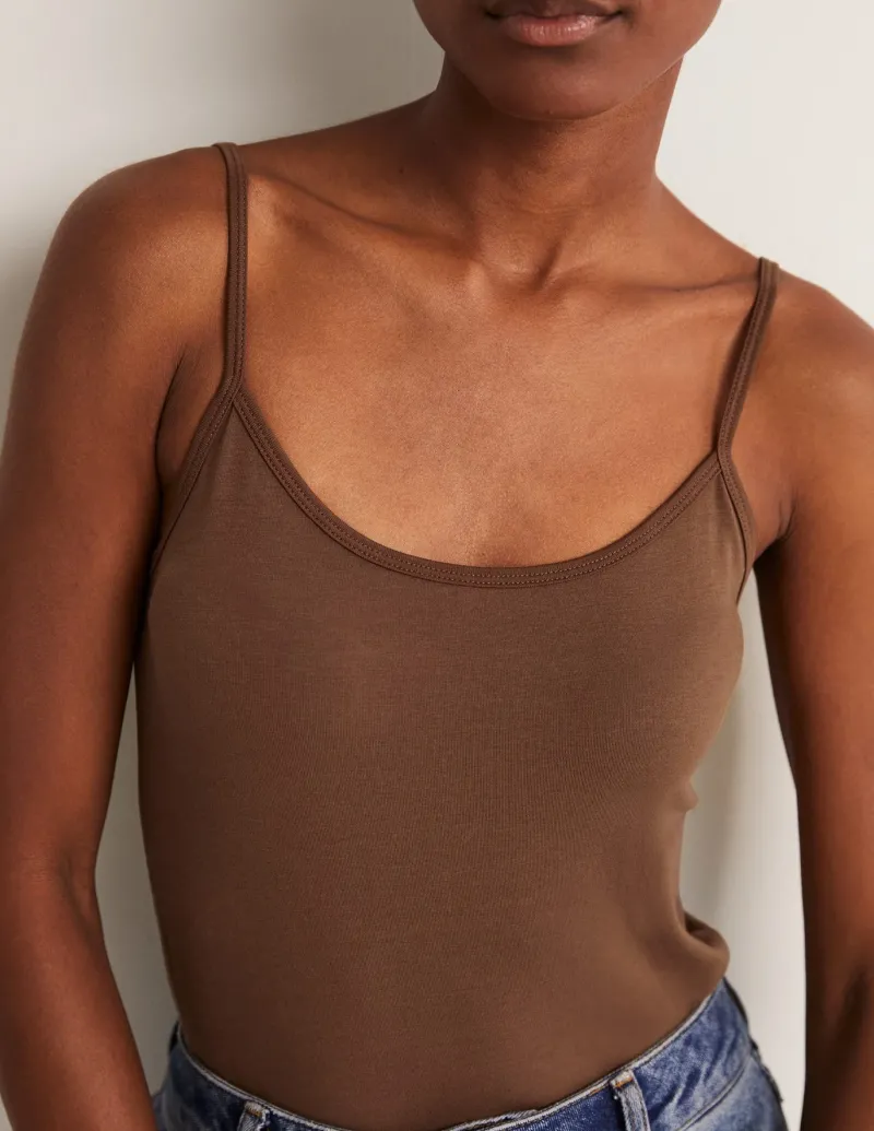 T-Shirts & Tanks | Tops & Blouses-Boden Plain Cami Top-Deep Brown DeepBrown