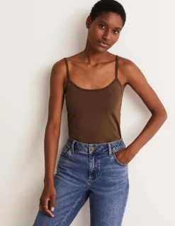 T-Shirts & Tanks | Tops & Blouses-Boden Plain Cami Top-Deep Brown DeepBrown