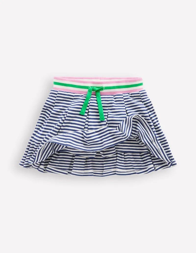 Skirts & Skorts-Boden Pleated Jersey Skort-Starboard Ivory Stripe StarboardIvoryStripe