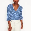 Shirts | T-Shirts & Tanks-Boden Poppy Ruffled Henley Top-Blue River, Abstract Spot BlueRiver,AbstractSpot