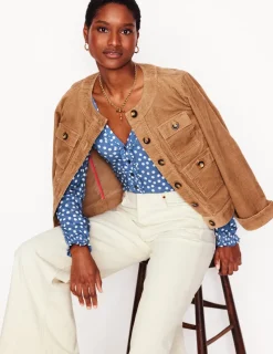 Shirts | T-Shirts & Tanks-Boden Poppy Ruffled Henley Top-Blue River, Abstract Spot BlueRiver,AbstractSpot