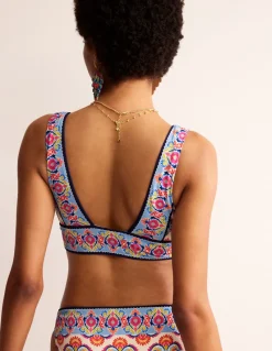 Swimwear-Boden Porto Bikini Top-Ivory, Flora Stamp Ivory,FloraStamp