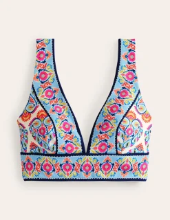 Swimwear-Boden Porto Bikini Top-Ivory, Flora Stamp Ivory,FloraStamp