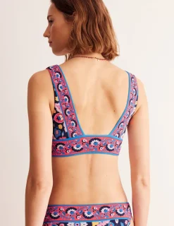 Swimwear-Boden Porto Bikini Top-Mandarin Red, Botanical Sprig MandarinRed,BotanicalSprig