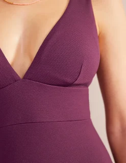 Swimwear-Boden Porto V-Neck Swimsuit-Chockeberry Honeycomb ChockeberryHoneycomb