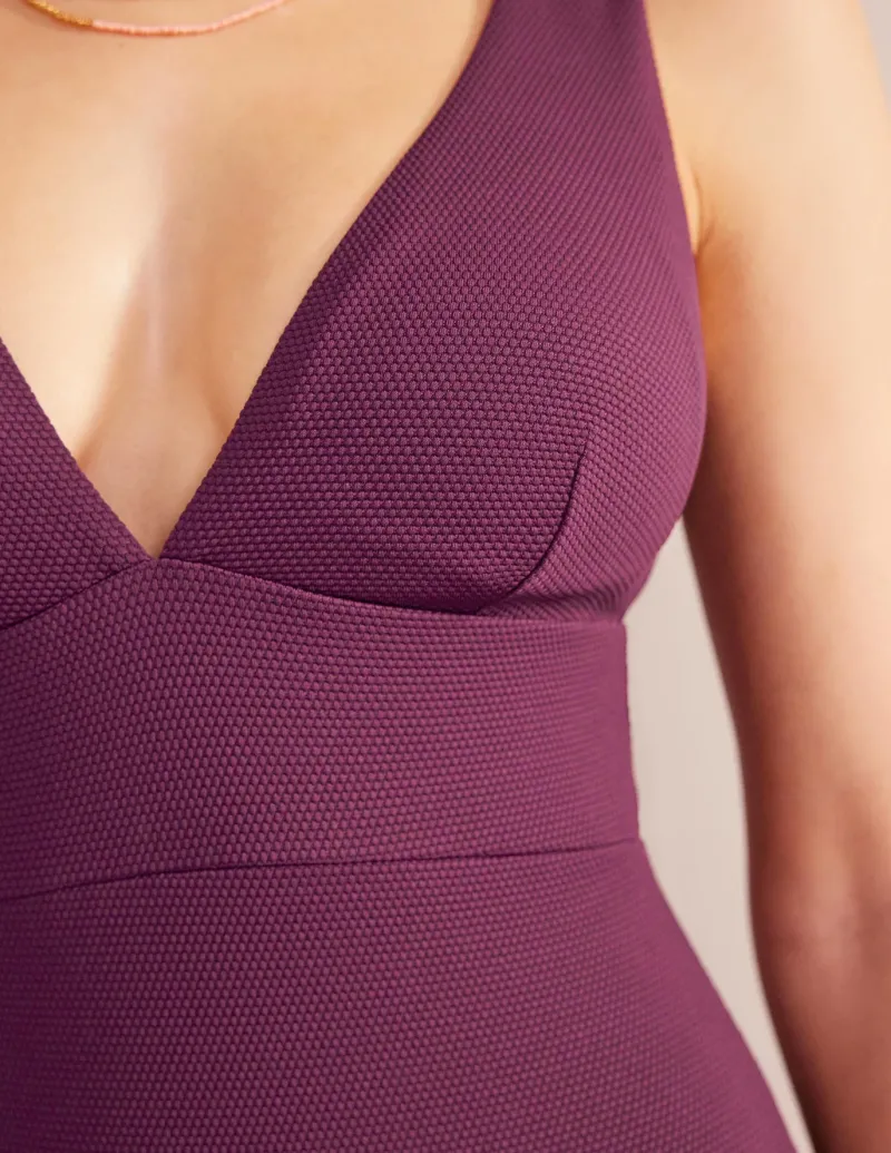 Swimwear-Boden Porto V-Neck Swimsuit-Chockeberry Honeycomb ChockeberryHoneycomb