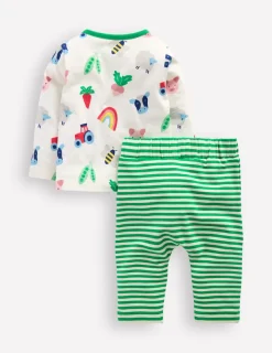 Playsuits & Rompers-Boden Printed Jersey Play Set-Soft Ivory Farm SoftIvoryFarm