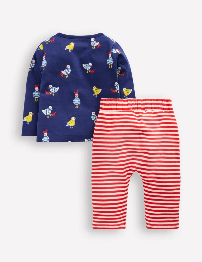 Playsuits & Rompers-Boden Printed Jersey Play Set-Starboard Blue Seagulls StarboardBlueSeagulls