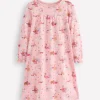 Sleepwear & Pajamas-Boden Printed Long-Sleeved Nightie-Chalk Pink Love Bunnies ChalkPinkLoveBunnies
