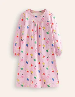 Sleepwear & Pajamas-Boden Printed Long-sleeved Nightie-Boto Pink Fairies BotoPinkFairies