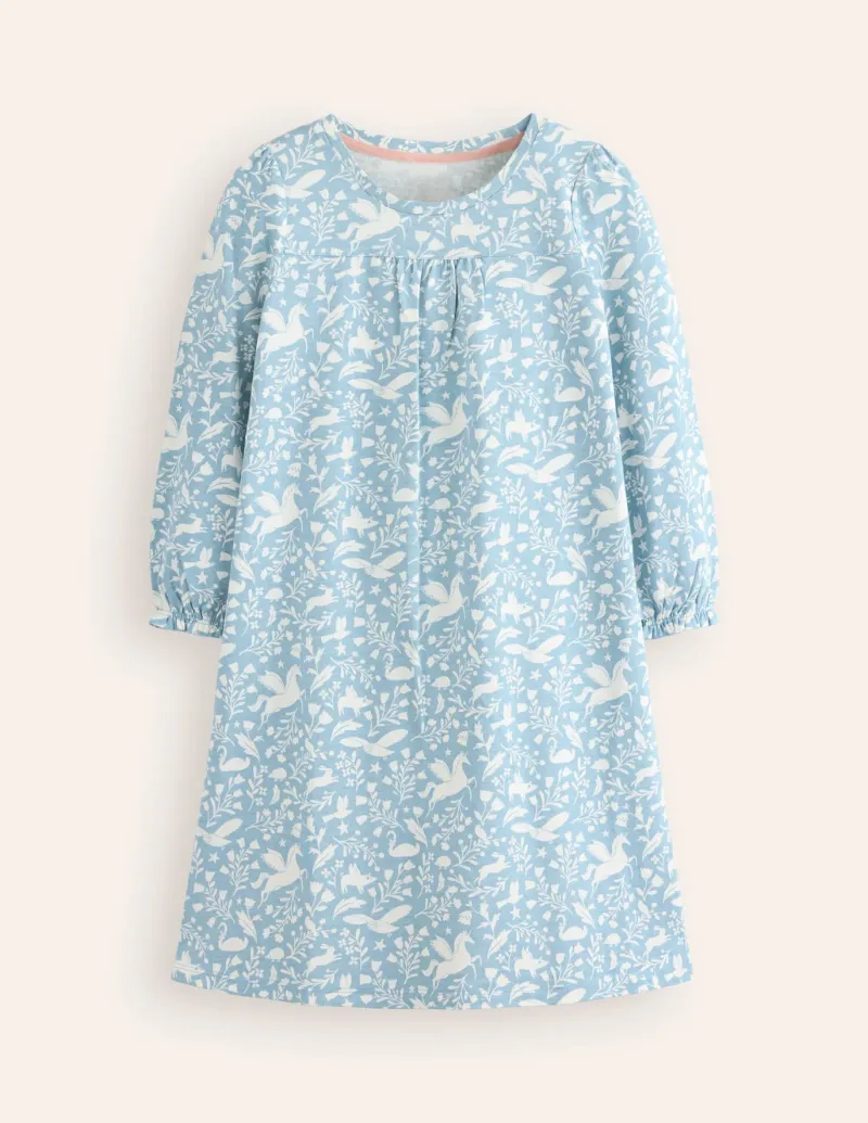 Sleepwear & Pajamas-Boden Printed Long-sleeved Nightie-Blue Unicorns BlueUnicorns