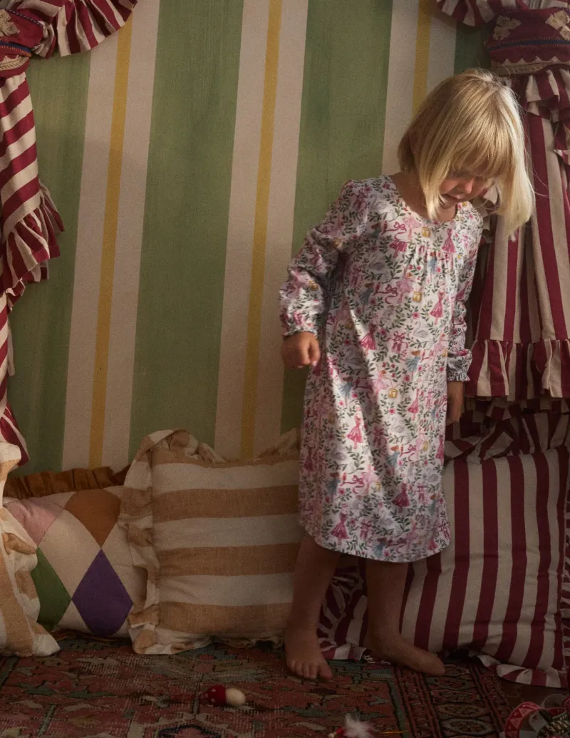 Sleepwear & Pajamas-Boden Printed Long-sleeved Nightie-Vanilla White Ballet Toile VanillaWhiteBalletToile