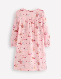 Sleepwear & Pajamas-Boden Printed Long-Sleeved Nightie-Chalk Pink Love Bunnies ChalkPinkLoveBunnies