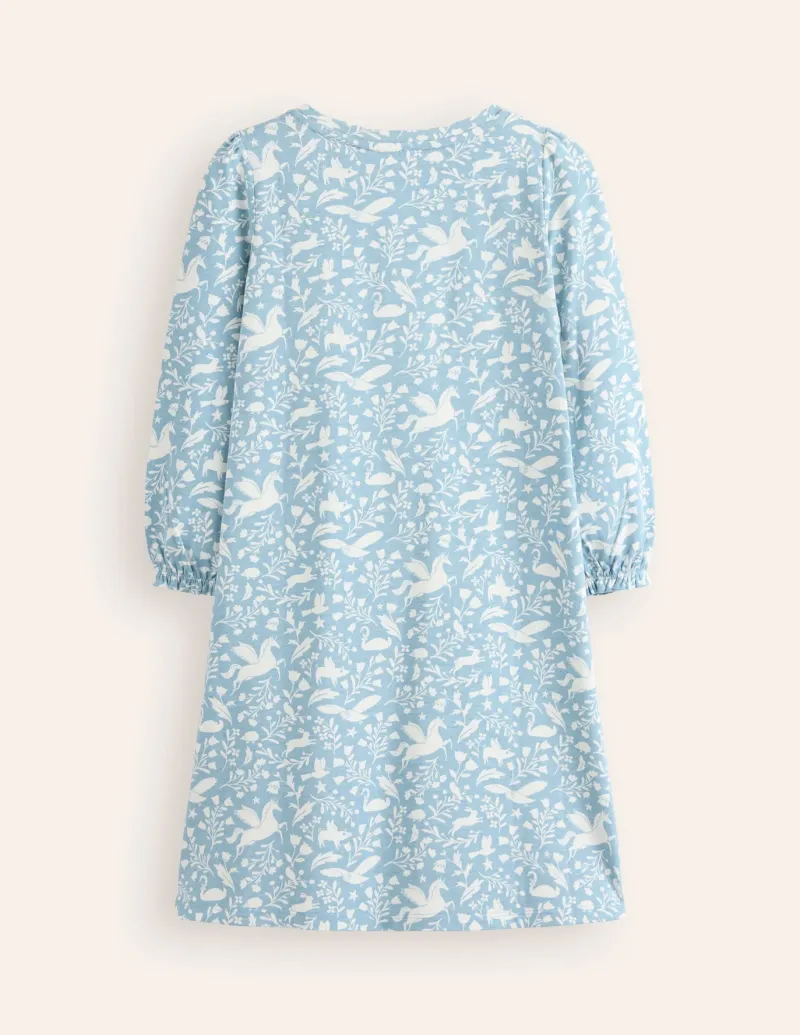 Sleepwear & Pajamas-Boden Printed Long-sleeved Nightie-Blue Unicorns BlueUnicorns