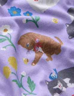 Sleepwear & Pajamas-Boden Printed Long-sleeved Nightie-Misty Lavender Cats MistyLavenderCats