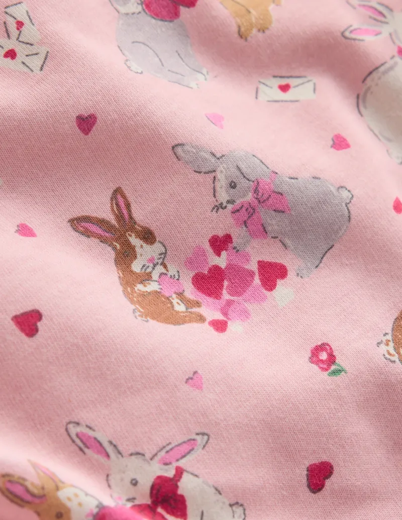 Sleepwear & Pajamas-Boden Printed Long-Sleeved Nightie-Chalk Pink Love Bunnies ChalkPinkLoveBunnies