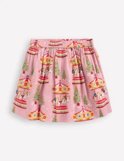 Skirts & Skorts-Boden Printed Pull-On Twirly Skirt-Vintage Pink Carousel VintagePinkCarousel
