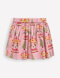 Skirts & Skorts-Boden Printed Pull-On Twirly Skirt-Vintage Pink Carousel VintagePinkCarousel