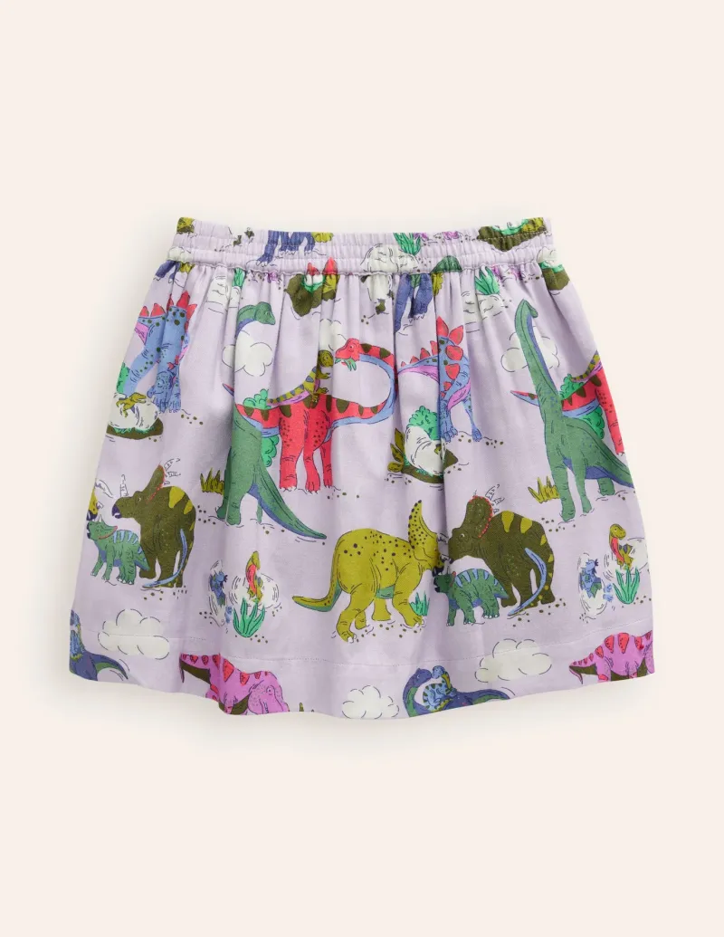 Skirts & Skorts-Boden Printed Pull-On Twirly Skirt-Lilac Dino Family LilacDinoFamily