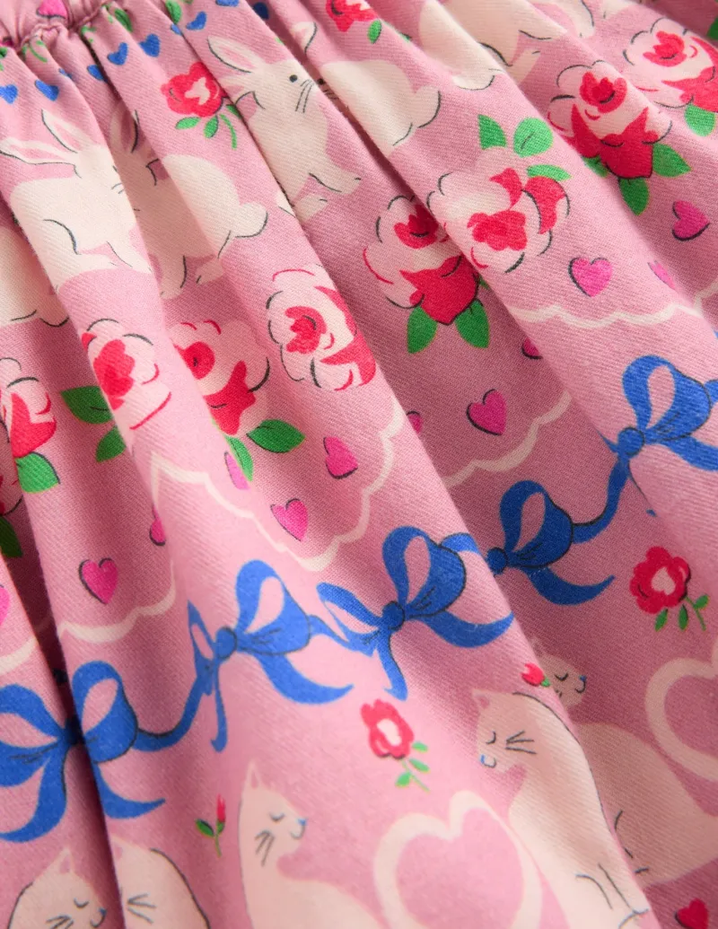 Skirts & Skorts-Boden Printed Pull-On Twirly Skirt-Pink Valentines Bunny Stripe PinkValentinesBunnyStripe