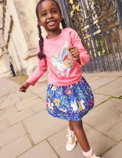 Skirts & Skorts-Boden Printed Pull-On Twirly Skirt-Blue Enchanted Unicorn BlueEnchantedUnicorn