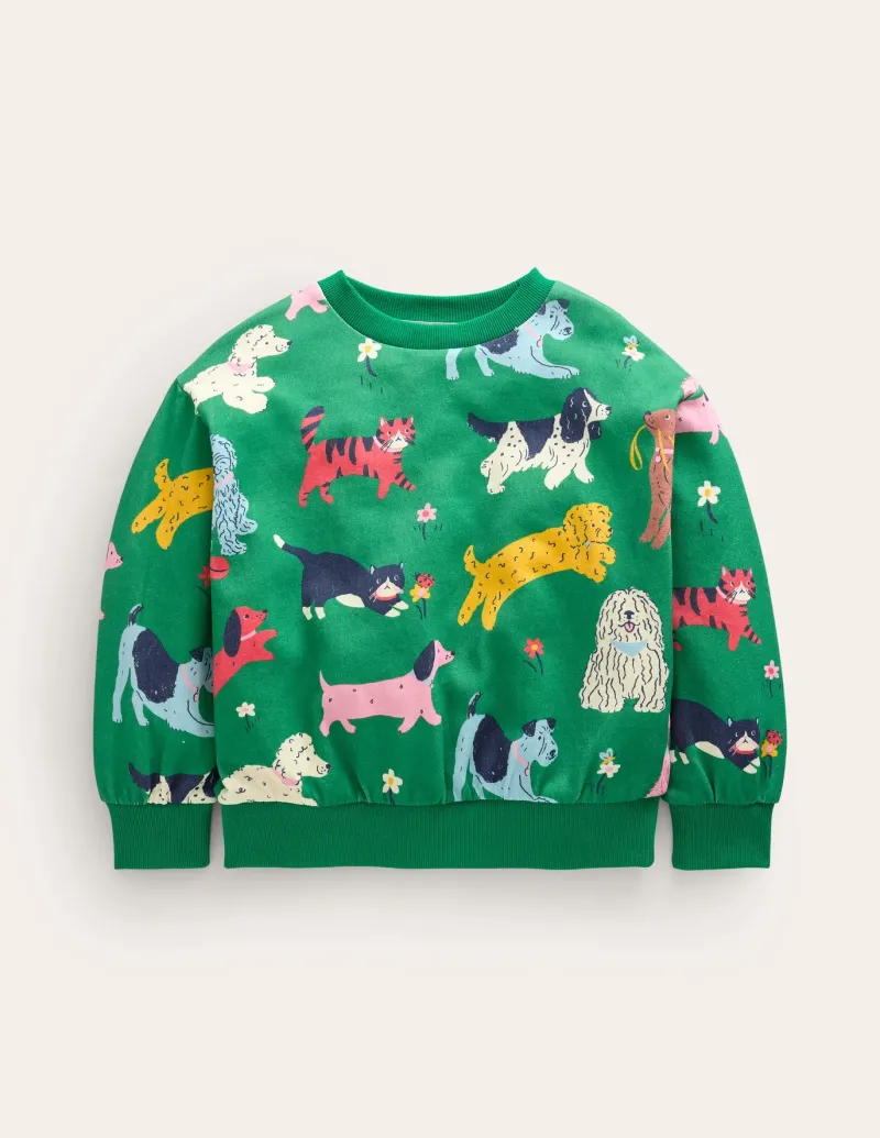 Tops & T-Shirts | Sweatshirts & Hoodies-Boden Printed Relaxed Sweatshirt-Green Park Play Pets GreenParkPlayPets