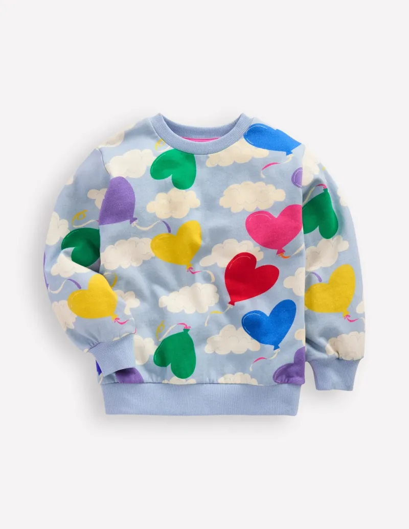 Tops & T-Shirts | Sweatshirts & Hoodies-Boden Printed Relaxed Sweatshirt-Misty Blue Balloon Sky MistyBlueBalloonSky