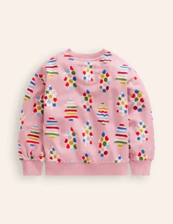 Tops & T-Shirts | Sweatshirts & Hoodies-Boden Printed Relaxed Sweatshirt-Vintage Pink Christmas Trees VintagePinkChristmasTrees