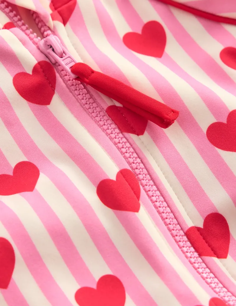 Swimwear & Beachwear-Boden Printed Sun Safe Surfsuit-Bubblegum Pink Heart Stripe BubblegumPinkHeartStripe
