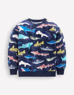 Sweatshirts & Hoodies | Tops, T-Shirts & Polos-Boden Printed Sweatshirt-College Navy Sharks CollegeNavySharks