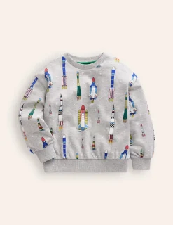 Sweatshirts & Hoodies | Tops, T-Shirts & Polos-Boden Printed Sweatshirt-Grey Marl Rockets GreyMarlRockets