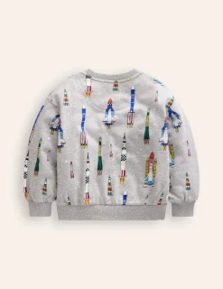 Sweatshirts & Hoodies | Tops, T-Shirts & Polos-Boden Printed Sweatshirt-Grey Marl Rockets GreyMarlRockets
